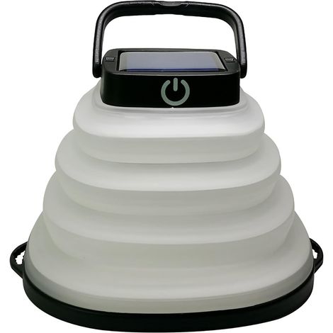 LED-Campinglaterne, faltbare, per USB aufladbare Campinglampe und solarbetriebene Außenbeleuchtung für Camping, Wandern und Rucksackreisen (Schwarz) (1/5)
