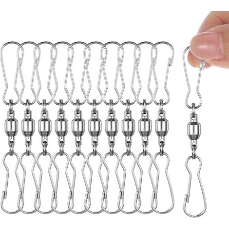 10 crochets rotatifs acier inoxydable double clip double crochet rotatif crochets rotatifs double clip accrocher carillons vent pots (1/5)