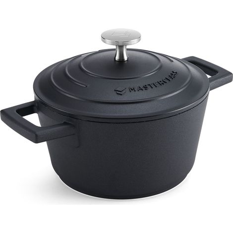 MasterClass 16 cm cocotte avec couvercle, fonte d'aluminium légère, va au four et sur la plaque à induction, noir