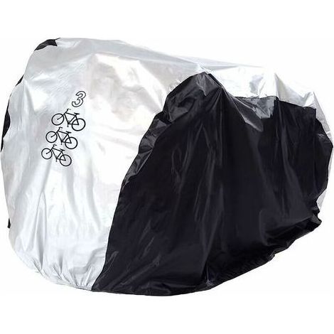 Housse de protection pour vélo étanche en polyester, couleur argenté et noir, dimensions 200 x 105 x 110 cm, résistante et adaptée pour protéger votre deux-roues contre les intempéries (1/5)