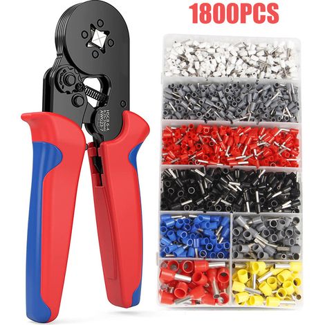 Outil de sertissage terminal à 4 faces 0,25 - 10 mm ² pour électricien professionnel, 6 - 4 + 1800 PCS package
