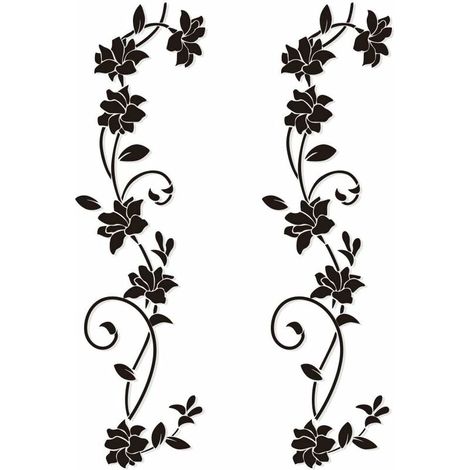 2 ensembles de stickers muraux 100 30cm rotin Noir fleur Design PVC stickers muraux chambre à coucher enfants salon Bureau Restaurant boutique décoration (1/5)