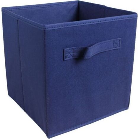 Boîte de rangement pliable en tissu bleu, 33 cm de large x 33 cm de long x 33 cm de haut, sans couvercle, type tiroir, 1 pièce (1/5)
