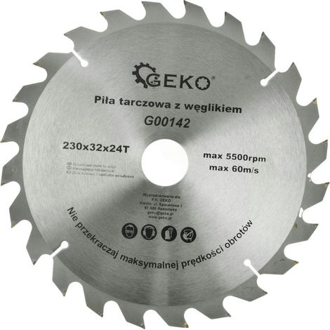 Disque de coupe pour bois Geko 230 mm, 24 dents en acier