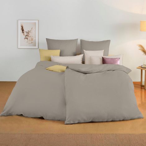 Bettwäsche 135x200 4teilig 2Bettbezüge 4 tlg. 135 x 200 cm 02 Taupe (1/5)