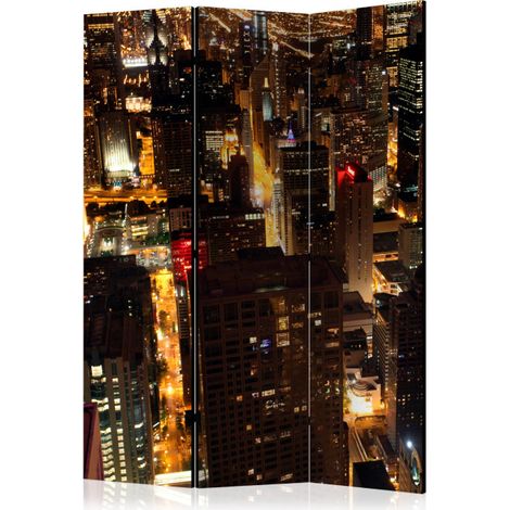 Paravent 3 Volets "City By Night Chicago USA" 135x172cm (1/2)