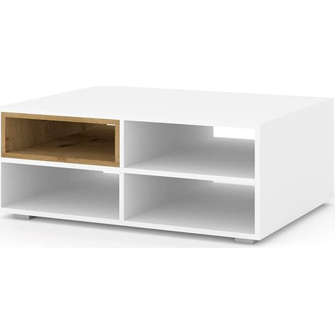 MOBILE TAVOLINO DA CAFFE' PORTA PC ANETTE 94x70x37cm BIANCO ROVERE