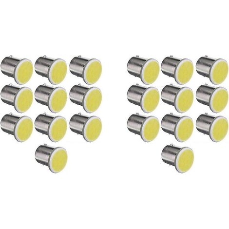 Lot de 20 LED blanches 1156 BA15S P21W pour voiture, ampoules LED 1156 COB 12 SMD, 12 V (1/5)