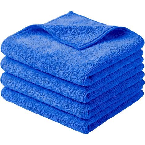 Panno in microfibra ad alta assorbenza, formato 40×40 cm, spessore della microfibra 400 g/m². Accessorio auto ideale per rimuovere cera e lucidante. Confezione da 3 panni blu. (1/5)