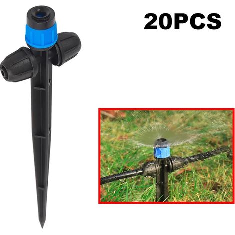 (20 pièces BL) Arroseur à piquet réglable avec micro-buse de pulvérisation à 360° pour l'irrigation goutte à goutte, idéal pour l'agriculture, le jardinage et l'arrosage des légumes. (1/5)