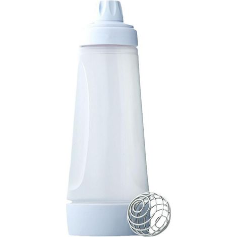 Bouteille avec fouet en polypropylène 28 x 10 x 10 cm, idéale comme bouteille pour mélanger les crêpes et les pâtes, bouteille pour pâte avec bec verseur, fouet pour pâte à crêpes (1/5)
