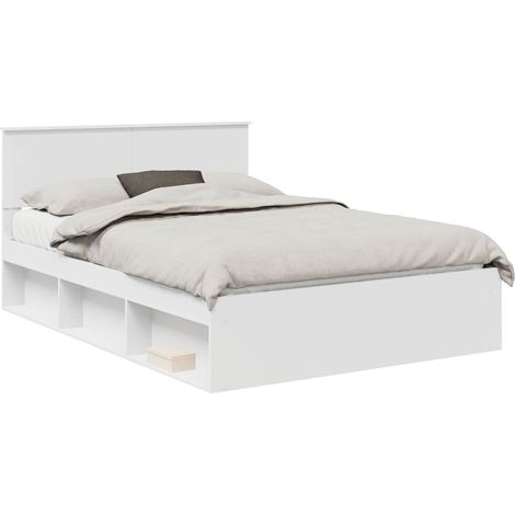 Maison Exclusive - Cadre de lit avec tête de lit Blanc 140 x 200 cm Pin massif (1/5)
