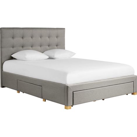 Bett mit Schubladen 160x200 cm in hellgrauem Stoff RENO (1/5)