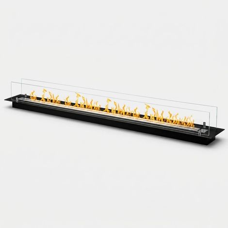 Bruciatore Camino a Bioetanolo da Incasso 150 cm con Vetri Temperati (1/3)