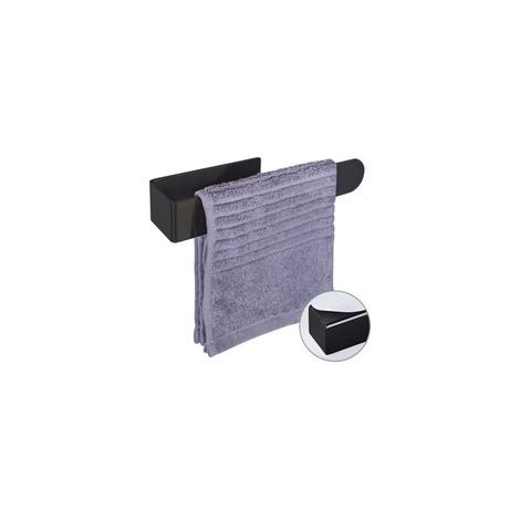 Porte Serviettes Mural Noir 23 cm Sans Perçage, Anneau Adhésif, Idéal pour Salle de Bain, Cuisine et WC
