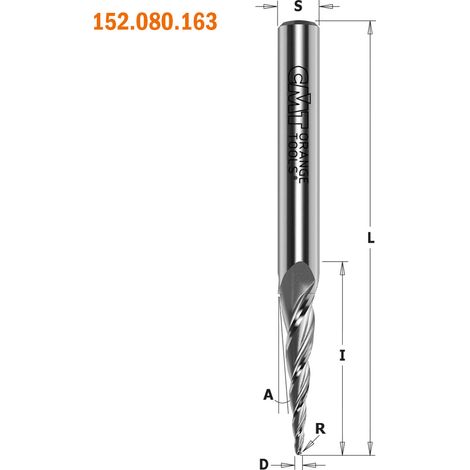 152.060.162 FRESA ELICOIDALE CONICA Z3 POS. HWM S=6 D=1.6x25x70 DX