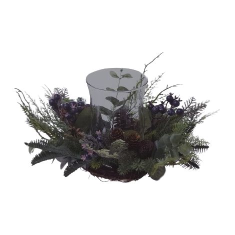 Centrotavola Candele C/Pigne/ Mirtilli 50cm FLORA