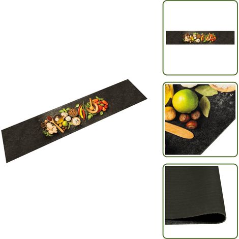 Tappeto con motivi di spezie - vidaXL Tappeto da Cucina Lavabile Spezie 60x300 cm Velluto - Tappeto antiscivolo