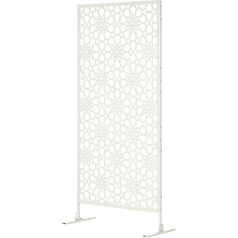 Panneau brise vue décoratif extérieur blanc à motif en métal - 92 x 45 x 198 cm - Claustra de Séparation et Déco Outdoor (1/5)