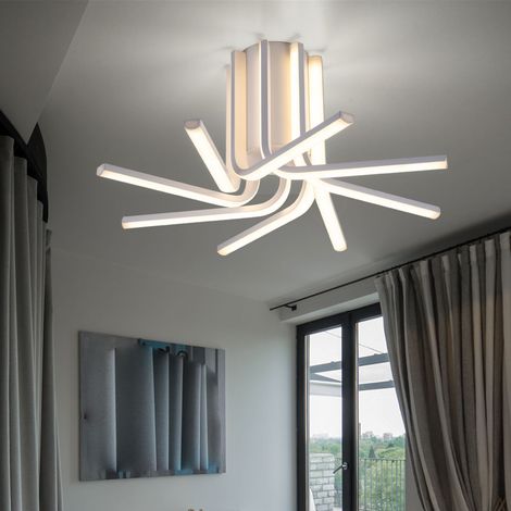 LED Deckenlampe Designleuchte Wohnzimmerlampe Esszimmerleuchte Küchenlampe, Metall Acryl weiß, 32W 3000K warmweiß 1148lm, D 49 cm
