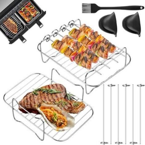 Accessoires Air Fryer pour Ninja 10.4l, Supports de Friteuse à Air Comprimé pour Ninja Foodi AF500uk avec 6 Brochettes à Kebab, AF500EU Accessoires (1/5)