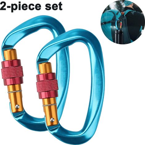 Mousqueton Welltop, mousqueton d'escalade, porte-clés mousqueton en aluminium, mousqueton robuste de 25 kN avec verrouillage à vis pour l'escalade, la descente en rappel et les hamacs (noir) (1/5)