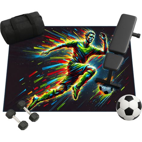 Tappeto Strado FOOTBALL 3D 100x150 cm, moderno, con motivo calcistico per la camera di un giocatore.