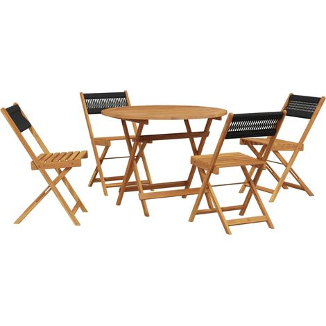 Ensemble à manger de jardin 5pcs Mobilier de jardin noir polypropylène bois massif (1/5)
