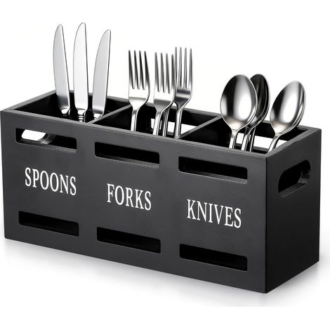 Kitchen Utensil Holder with 3 Compartments, Black (1/5)