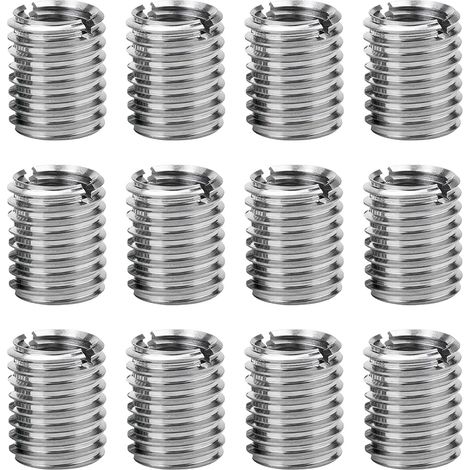 12 Pièces Adaptateurs de Filetage en Acier Inoxydable M12 à M10 x 15 mm, Inserts Filetés Réducteurs Manchons pour Projets de Meubles, Applications Mécaniques et Réparations Automobiles (1/5)