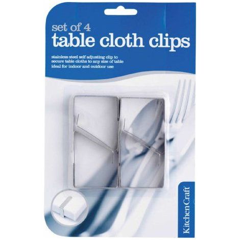 Kitchencraft jeu de 4 pinces à nappe en acier inoxydable (1/2)