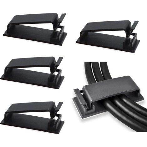 Lot de 50 clips de câble auto-adhésifs pour une gestion optimale des câbles, compatibles avec les câbles Ethernet de bureau et les cordons électriques. (1/4)