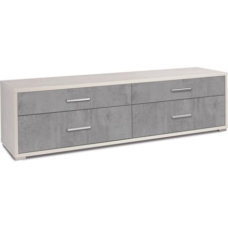 Mobile con 4 Cassetti 179x50x47 cm Ossido Bianco/Cemento (1/2)