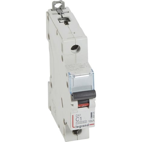 Disjoncteur DX³10000 16kA arrivée haute et départ bas à vis 1 Pôle 230V à 400V 1A courbe C 1 module LEGRAND 409125