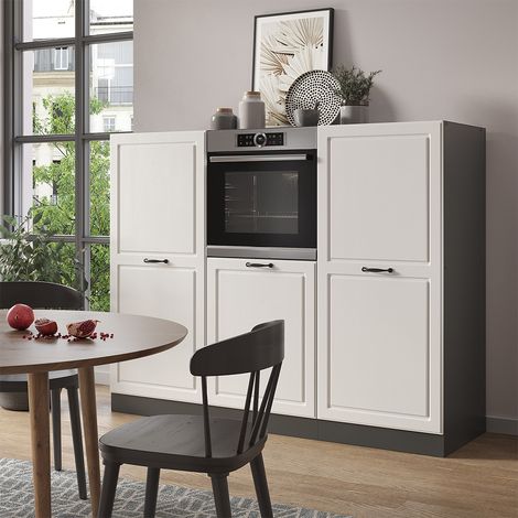 Küchenblock R-Line, Weiß Landhaus/Anthrazit, 180 cm ohne Arbeitsplatte, Vicco