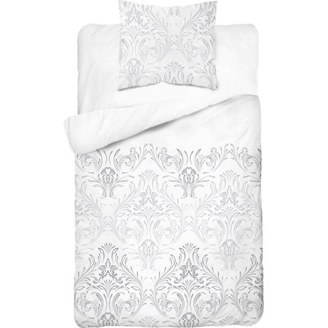 Ropa de cama de satén 140x200 con adorno de mosaico gris ceniza (1/2)