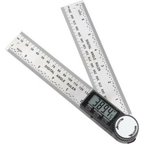 Kaelt - Règle d'angle, rapporteur numérique, longueur 400 mm et mesure d'angle en acier inoxydable avec maintien/tour, zéro et grand écran LCD, système mm/pouce, pour le travail du bois, la constructi