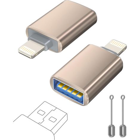 Adaptateur Lightning vers USB, Câble Lightning Mâle vers USB Femelle pour iPhone 14 13 12 11 Pro Max, Adaptateur OTG iPhone pour avec Clé USB, Souris, Clavier, Concentrateur, Appareil Photo (1/5)