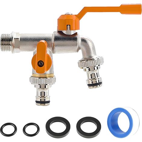 Robinet Double Sortie, Robinet Jardin Exterieur Pour Jardin, Machine à Laver, Baril De Pluie (1/5)
