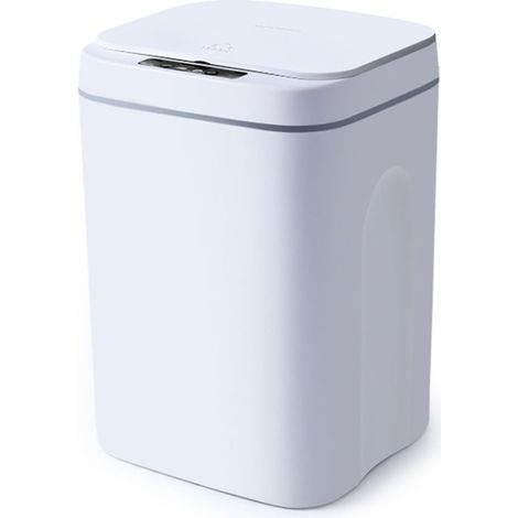 Poubelle automatique 16L – Détecteur infrarouge – Ouverture sans contact en 0,3 seconde – Conception étanche pour espaces humides – Blanc (1/5)
