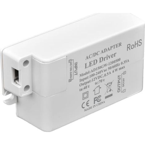 Alimentation LED AC100-240V 0,35A vers DC12V 0,5A 6W pour éclairage de salle de bain (1/5)