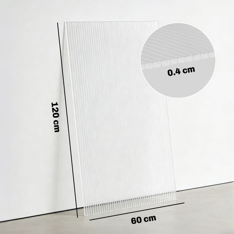 Lot de 10 plaques alvéolaires en polycarbonate, 120 x 60 cm, protection UV, découpables, pour serres, toitures et auvents. (1/5)