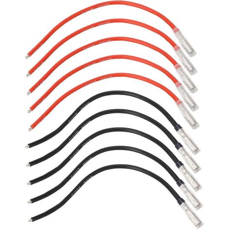10 câbles pour moteurs RC à balais, noir et rouge, connecteurs banane 4 mm, fil silicone 16 AWG pour Axial SCX10 (1/5)