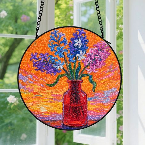 12.5cm Accroche-soleil vitrail artisanal, cadeau romantique pour couples et amoureux (1/5)
