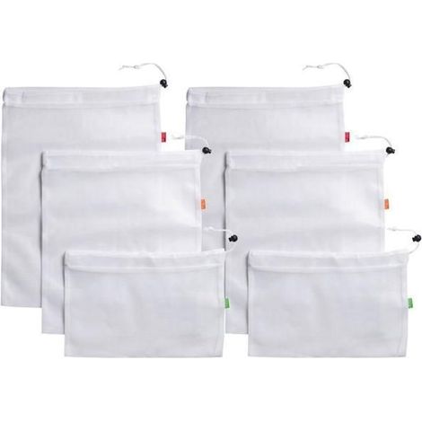 Sac réutilisable - Ensemble de 6 sacs - Fermeture autobloquante - Matériau PET (1/3)