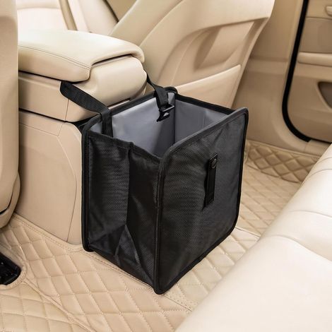Poubelle de voiture pliable – sac poubelle suspendu étanche (env. 7,5 litres / 2 gallons) avec doublure intérieure – accessoire pliable pour SUV, camions et camping-cars – noir (1/5)