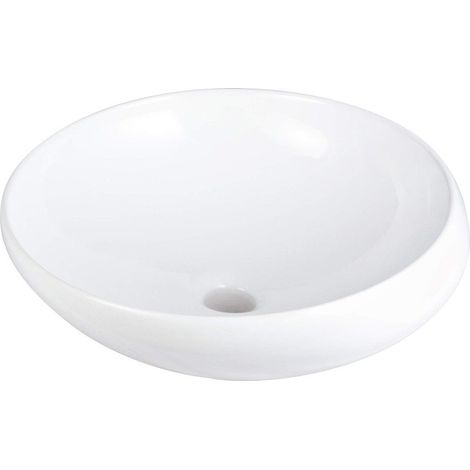 Vasque à poser asymétrique en céramique blanche Ø41 cm - Montain