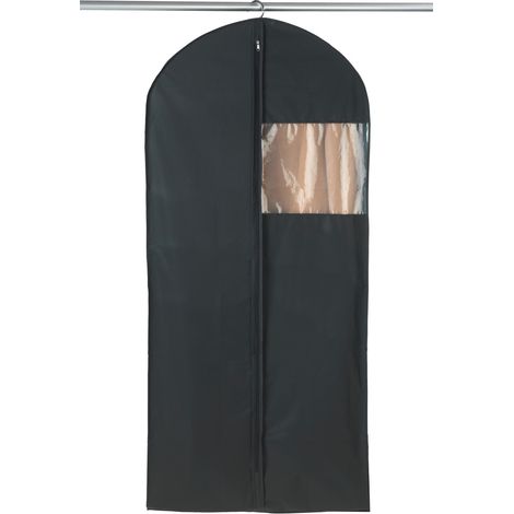 WENKO Kleidersack Deep Black Space 3er Set, je 135 x 60 x 12 cm, Schwarz, Polyethylen-Vinylacetat schwarz, Polyethylen transparent (1/2)