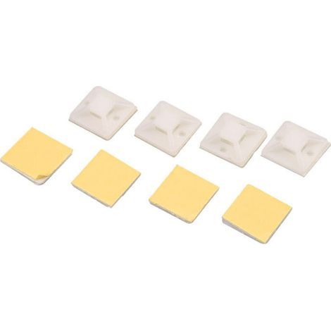 100 bases autoadhesivas para bridas de cables, bases para abrazaderas de cables con superficie adhesiva, utilizadas para sujetar y asegurar bridas y cables, color blanco, 2020 mm (1/3)