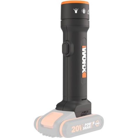 WORX WX027.9 510-480-220-120 Lumen 20V LED-Taschenlampe ohne Akku und Ladegerät